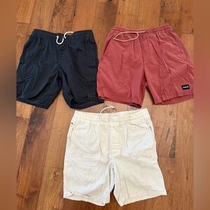 3 Pairs of Men's Shorts RVCA and Hurley